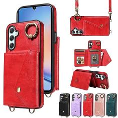 Capa de Estojo Capa Carteira Compatível com Samsung Galaxy A34 5G, Capa Carteira Crossbody Compatível com Mulheres com Porta-Cartão, Capa Traseira Protetora de Couro Premium Capa Protetora à Prova de