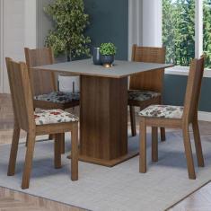 Conjunto Sala de Jantar Mesa Tampo de Madeira 4 Cadeiras Rustic/Cinza 