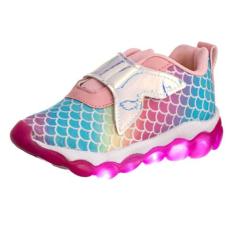 Tênis De Led Infantil Feminino Sereia - AS240 - MINI PE, 21, Rosa bb