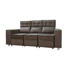 Sofá Retrátil e Reclinável 3 lugares Londres 2.10cm com Molas Suede Sp