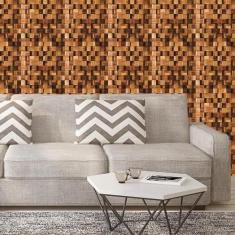 Papel De Parede Madeira Toquinhos Mogno Autocolante Sala - LRP