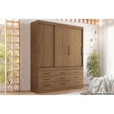 Guarda Roupa Solteiro 3 Portas de Correr e 9 Gavetas Click 3.9 Jatoba 