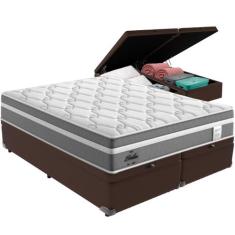 Cama Box Baú e Colchão Berlim Molas Ensacadas Queen Probel, Marrom