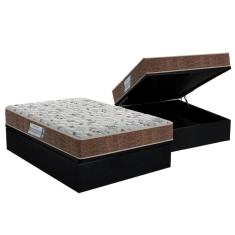 Cama Box Baú Casal: Colchão Espuma D45 Probel Prodormir Advanced Double Face + Base Black(138X188)