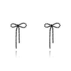 LKingel Brincos de laço para mulheres, brincos de laço de strass da moda, brincos de laço de Natal, brincos longos de borla, brincos de laço, enfeites de meia e acessórios de joias de Natal, Large,