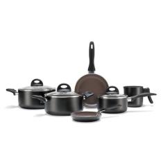 Jogo De Panelas Ceramic Life Brinox Smart Plus 6 Peças Preto, Preto