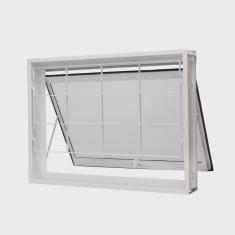 Janela de Aço Maxim-Ar 60x80cm com Grade Quadriculada e Vidro Boreal Qualitysol Ramassol