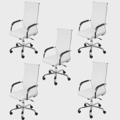 Kit 5 Cadeiras para Escritório Presidente Esteirinha Florença 3322 Or Design