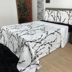 Jogo De Lençol Casal 4 Peças Micro Percal Estampado Macio Confort - Sh