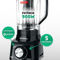 Liquidificador Mondial L-900 com Filtro - Copo de Acrílico, 5 Velocidades + Pulsar, 900W, Preto