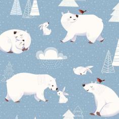 Papel de Parede para Quarto de Menino Urso Polar 57x270cm - Quartinhos