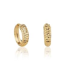 Brinco de Argola Click Diamantada Em Ouro 18k Média 14mm - ARKHA 18 JÓ