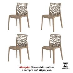 Kit 4 Cadeiras Gruvyer Nude Sala Cozinha Jantar