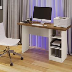 Escrivaninha Multifuncional com 3 Prateleiras Nevada Carmolar Off White/Canela