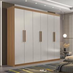 Guarda Roupa Casal 6 Portas 4 Gavetas Ipanema D Doro Moveis Cinamomo/Off White