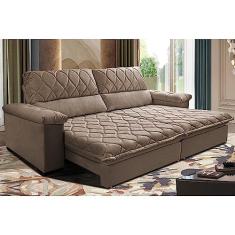 Sofá Retrátil e Reclinável 3,15m Molas Ensacadas Cama Inbox Big Home com Bordado 3d Velusoft Castor