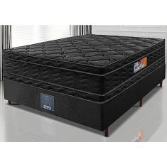 Cama Box Casal Colchão Ortofirm Black + Box 138x188x71 Double Face Espuma D33 Preto