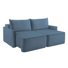 sofá 2 lugares retrátil moon linho azul 160 cm