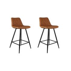 Conjunto 2 Banquetas Baixa Assento Estofado Petrópolis Rivatti Móveis Marrom