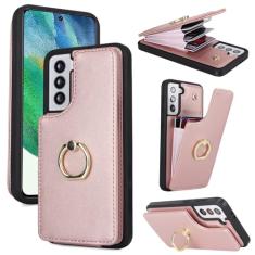 Jaorty Capa de telefone para Samsung Galaxy S21 FE com suporte para cartão para mulheres e meninas (6,4 polegadas), S21 FE capa carteira [não serve para S21] Anel de rotação de 360° com suporte de