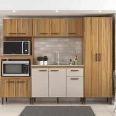 Cozinha Compacta 4 Peças Berlim Ipê/Cristalo