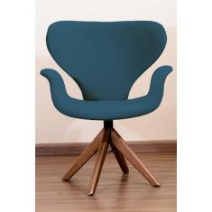 Poltrona Decorativa Mix Pé Giratório de Madeira