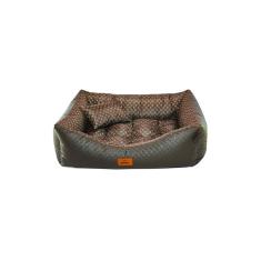 Cama para Cachorro Retangular em Corino + Poliéster Marrom Escuro LV Média (M) 55 x 42 cm