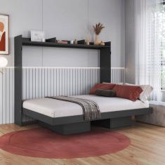 Cama Casal Hanover Articulável Horizontal 2 Prateleiras Grafite - Art In Móveis