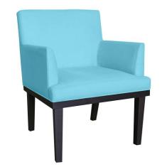 Poltrona Decorativa Vitória Sala e Recepção Com Base de Madeira Suede 