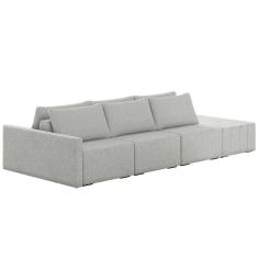 Sofá Ilha Modular Com Puff Para Sala Living 312cm Georgia K04 Linho Cinza - Mpozenato