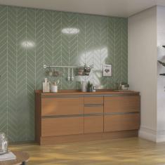 Kit de Cozinha 2 Balcões com Tampo de Madeira