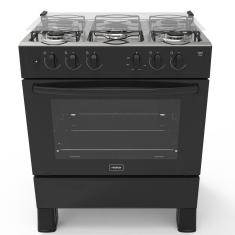 Fogão 5 Bocas A Gás Acendimento Automático Realce Bivolt Cr204 Preto Preto 127/220