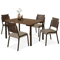 Mesa De Jantar Kansas Com 4 Cadeiras Aço Nobre Marrom