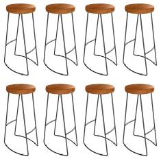 Kit 8 Banquetas Alta Astra Base Metálica - Pallazio