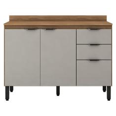 Balcão De Cozinha Firenze Com Tampo 120 Cm Amêndola Touch Nude Prime Tx - Demóbile