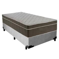 Cama Box Suede Solteiro + Colchão Sereneprime Molas Ensacadas 88x188x65 Cinza