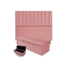 Kit Cabeceira Queen Cancun 160 cm Mais Calçadeira Cancun 160 cm Suede 