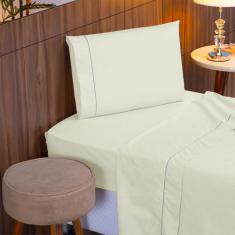 Jogo de Lençol Solteiro 3 Peças Percal 400 Fios 100% Algodão Acetinado