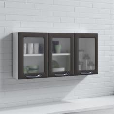 Armário de Cozinha em Aço 3 Portas 120cm com Vidro New Premium Itatiai