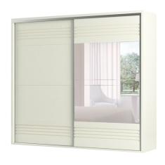Guarda-Roupa Casal com Espelho Caribe 2 Portas 4 Gavetas Off White 267 cm