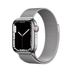 Apple Watch Series 7 (GPS + Cellular), Caixa em aço inoxidável prateado de 41 mm com Pulseira estilo milanes prateada
