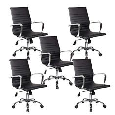 Cadeira Escritório Diretor Giratória Style Charles Eames Conjunto Com 5 Unidades