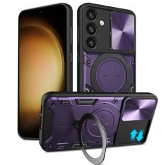 Capa para Galaxy S23 5G, projetada para Samsung S23 23S com protetor de câmera, suporte magnético invisível para carro, capa resistente à prova de choque de grau militar para mulheres e homens, 15,5