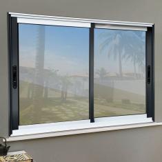 Janela Elite 2 Folhas Moveis 120 X 150 Vidro Reflex Mix Preto