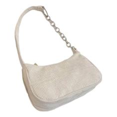 Bolsa Pequena Aveludada Forrada Retrô Vintage de Mão Ombro - Bag, Crem