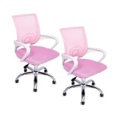 Kit 2 Cadeiras de Escritório Begonia Mesh Ergonômico Rosa - Oficial We