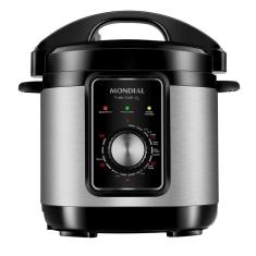 Panela de Pressão Elétrica Mondial PE-47 Pratic Cook 3L 700W Antiaderente Inox e Preto 220V