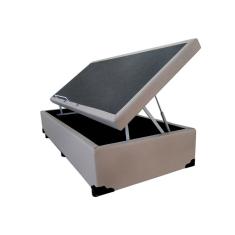 Cama Box Baú Blindado Solteirão AColchoes Sintético Bege 41x96x203