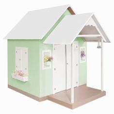 Casinha de Brinquedo com Telhado Branco Verde Criança Feliz