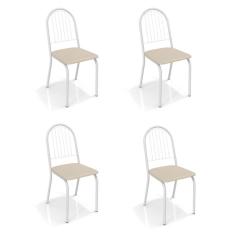 Conjunto com 4 Cadeiras de Cozinha Noruega Branco e Nude